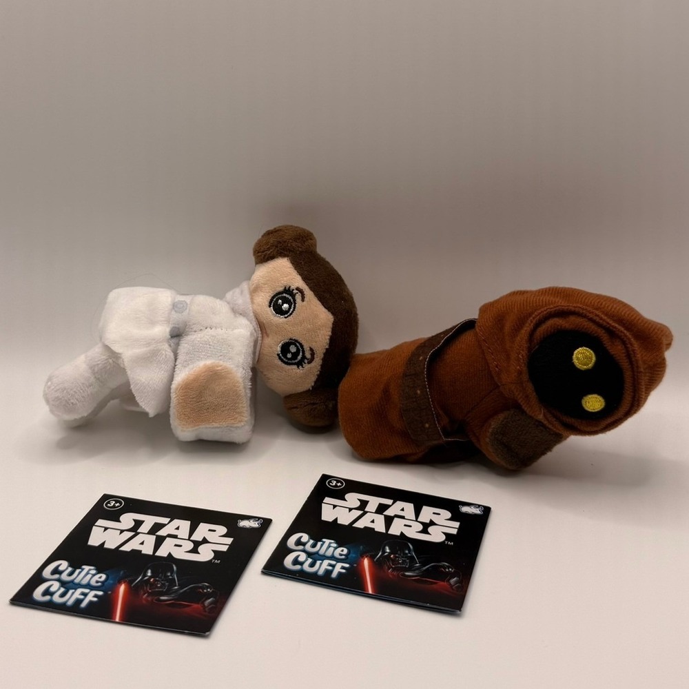 Star Wars Cutie‎ Cuff Plush Slap Bracelet Set Princess Leia and Jawa Tags